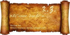 Kácsor Zorán névjegykártya